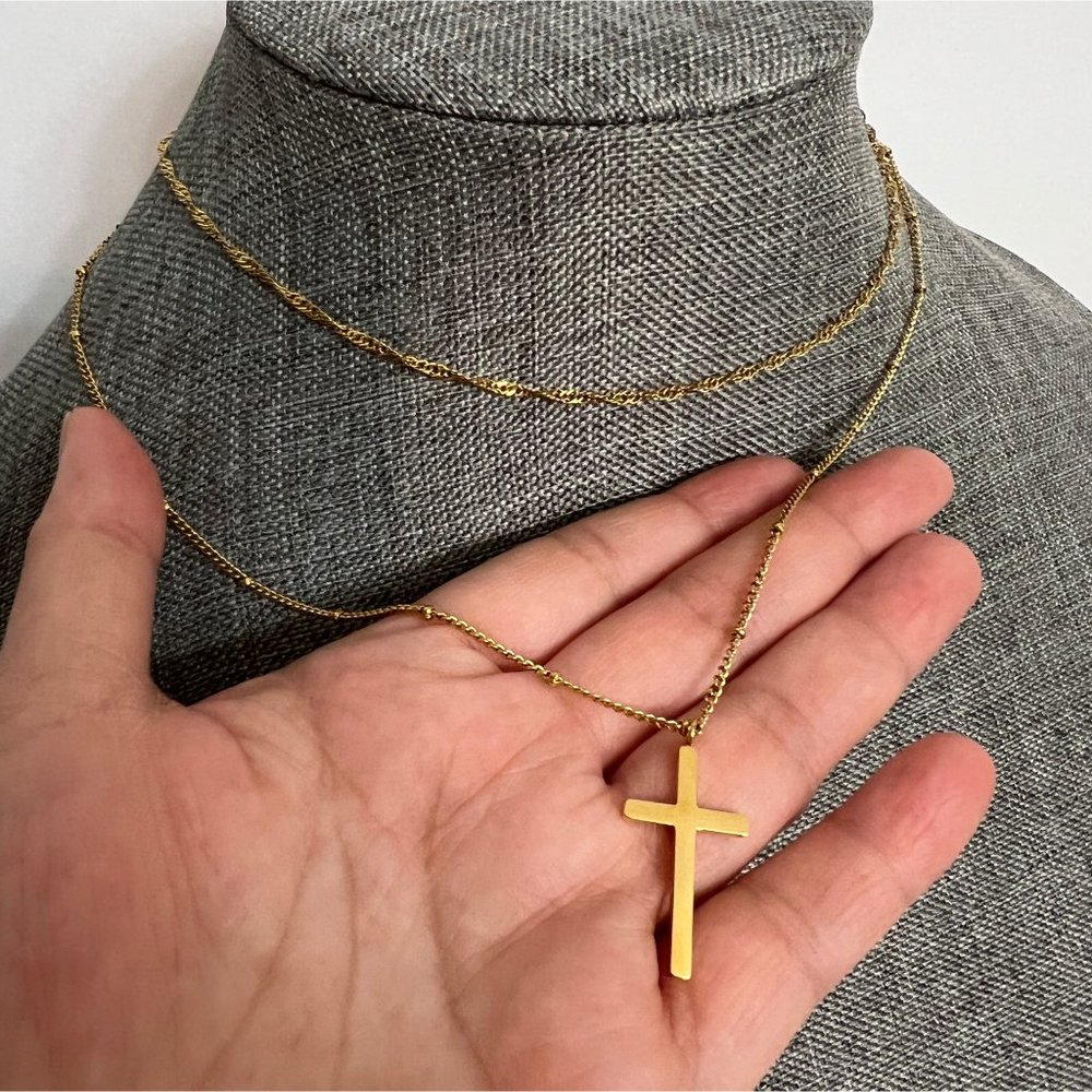 Layered Cross Necklace Women Cross Choker Necklace Faith Jewelry Cross Necklace